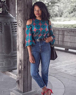Elegantes tops estampados africanos con jeans: Ankara con mezclilla  