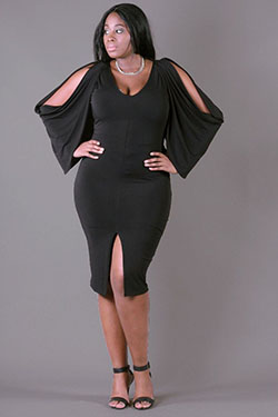 Vestido negro con curvas talla grande: traje de talla grande,  Vestido de la dama de honor,  Modelo de talla grande,  vestido negro  