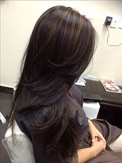 Mechas en cabello negro: Pelo largo,  Ideas para teñir el cabello,  Ideas de peinado,  El pelo en capas,  Resaltado del cabello  