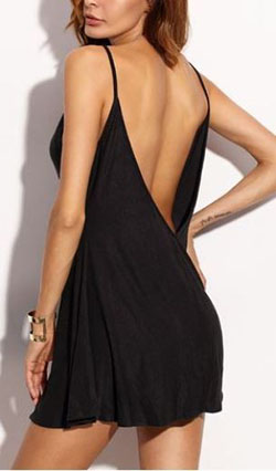 Pequeño vestido negro sin espalda: vestido sin espalda,  Vestido lencero,  vestido largo  