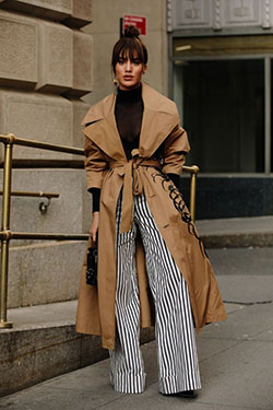 Abrigo marrón tostado con plazzo: Estilo callejero,  gabardina,  Semana de la Moda,  Nueva York,  Alta costura,  Traje Marrón  