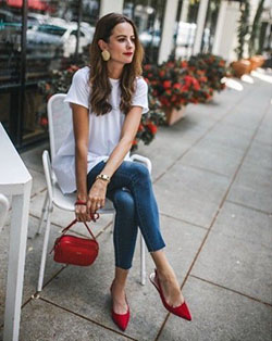 Traje de bolso rojo de moda de estilo asiático, ropa casual: Zapato de tacón alto,  camisas,  Trajes De Zapatos Rojos  