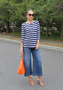 Outfit de otoño con jeans cropped de pernera ancha: Atuendo De Pantalones Cortos  