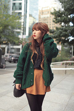 Último y mejor atuendo de otoño coreano, ropa de invierno: trajes de invierno,  Trajes De Falda,  Estilo callejero  