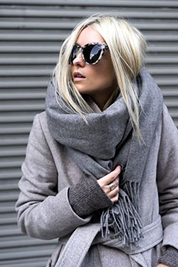 Modelos de moda bufanda gris de gran tamaño, ropa de invierno: trajes de invierno,  lana de cachemira,  Trajes De Bufandas  