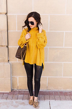 Suéter Amarillo Y Leggings Outfits Tumblr: talla pequeña,  trajes de invierno  