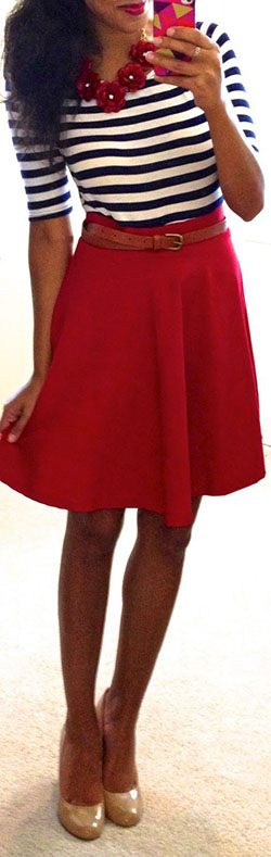 Traje de falda roja de verano: Trajes De Falda,  Atuendos Informales  