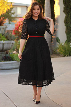 Vestidos modestos para gorditas, Stripe Skirt: Trajes De Vestido Negro  