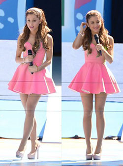 vestido rosa ariana grande: vestidos de coctel,  Ariana Grande,  VESTIDO CORTO,  Los atuendos de Ariana Grande,  frankie grande  