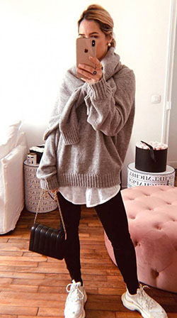 Ideas de atuendos con suéteres, bolso de hombro con bufanda, Audrey Lombard: Atuendo De Suéteres,  audrey lombardo  