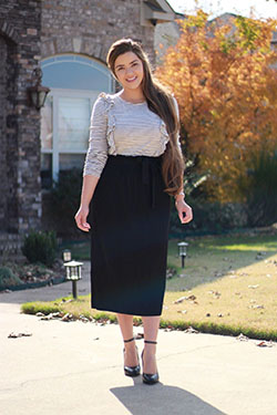 Outfit con falda midi, vestidito negro, falda lápiz: trajes de fiesta,  Falda larga,  Falda de tubo,  Traje De Falda Midi  