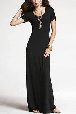 Lindo y adorable vestido de día, Little black dress: vestido largo,  Zapatos de vestir maxi  