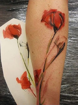 Instagram insane ideas for watercolor poppy tattoo, Pintura de acuarela: Arte Corporal,  Tatuador,  Pintura de acuarela,  Ideas de tatuajes  