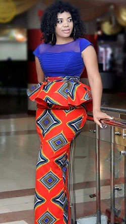 Falda peplum y blusa estilo ankara: vestidos africanos,  Falda de tubo,  camarones asos,  Estilos Kaba  