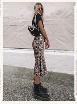 Grandes diseños para falda midi de guepardo, Animal print: Huella animal,  Atuendos Con Botas  