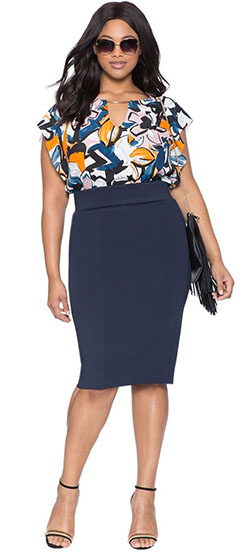 Pencil Skirt Outfit Plus Size, Pencil skirt y Plus-size model: Envoltura,  Modelo de talla grande,  Falda de tubo,  traje de talla grande  