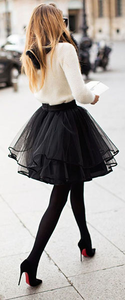 ¡Precioso! falda poofy negra, falda de tul escalonada: Trajes De Falda  