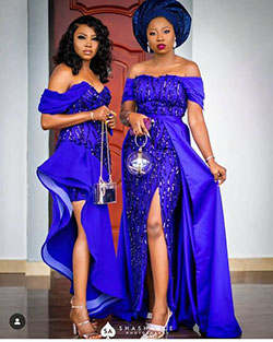 Lindos y elegantes estampados de cera africana en azul cobalto: vestidos de coctel,  camarones asos,  Sesión de fotos,  Vestidos Aso Ebi  