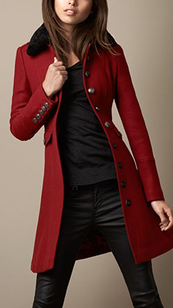 Abrigo rojo de mujer Burberry, gabardina: gabardina,  Trenca,  chaquetón,  Trajes De Chaqueta Militar  