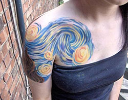 Tatuaje de la noche estrellada de van gogh: tatuaje de manga,  Arte Corporal,  Tatuaje temporal,  Ideas de tatuajes  