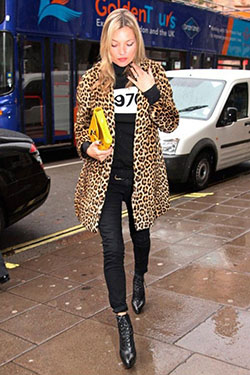 Abrigo de leopardo kate moss, Kate Moss: ropa de piel,  Kate Moss,  Huella animal,  Trajes De Chaqueta  