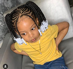 Los peinados con trenzas para niños más populares del mundo, integraciones de cabello artificial: Pelo largo,  trenzas de caja,  Peinado de trenzas de caja  
