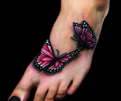 tatuajes de mariposas en 3d a pie: tatuaje de manga,  Tatuaje temporal,  Ideas de tatuajes  