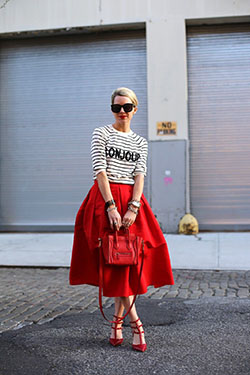 Atractivas ideas para outfits de inspiración francesa, Blog de moda: blogger de moda,  Ropa formal,  Atuendos Informales,  Traje De Falda Midi  