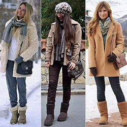 Mira bota de piel, botas Ugg: trajes de invierno,  botas ugg,  Bota de nieve,  Atuendos Con Botas Ugg  