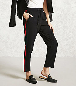 Conjuntos de blusas y pantalones con pantalones con rayas laterales para mujeres: Pantalones a rayas,  Accesorio de moda,  Trajes De Pantalón  