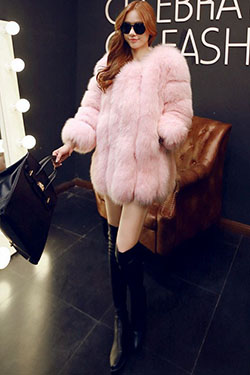 Faux Pink Fur Coats Outfits, Ropa de piel: ropa de piel,  Piel sintética,  Abrigo de piel,  Traje de abrigo de piel  