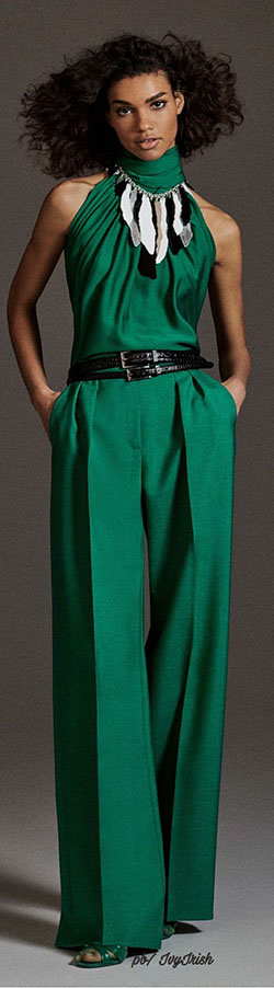 Bonitas opciones para la modelo de moda, The Fashion Awards: vestidos de coctel,  Desfile de moda,  Trajes De Pantalón Verde  