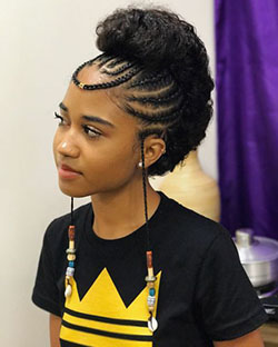 Peinados africanos lindos de moda, peinado Mohawk: Pelo largo,  trenzas de caja,  peinado mohicano,  Peinados con trenzas,  pelo negro  