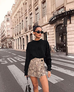Minifalda con estampado de serpiente estilo callejero: trajes de invierno,  Trajes De Falda,  Estilo callejero,  Mini falda  