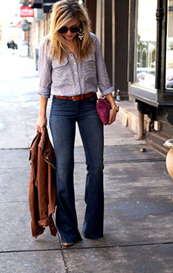 Sugerencias para el estilo retro genial de los 70, estilo retro: blogger de moda,  Ropa vintage,  Estilo retro,  Jeans con corte de bota  