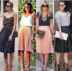 Outfit con faldas plisadas, falda plisada negra, falda larga Twinset: Trajes De Falda,  Semana de la Moda  