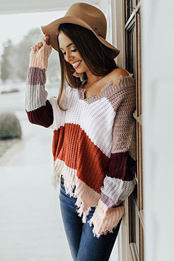 Conjunto de suéteres con bloques de color: Forro polar,  Atuendos Informales,  Atuendo De Suéteres,  Suéter a rayas,  suéter  