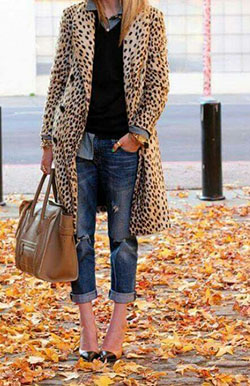 Lleva un abrigo de leopardo, Animal print: cuello polo,  Huella animal,  trajes de invierno  