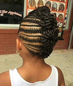 Peinados trenzados de niña negra: peinado mohicano,  Trenza francesa,  pelo negro,  Peinado de trenzas de caja  