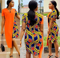 Combinación de Ankara y material liso: vestidos africanos,  camarones asos,  Atuendos Ankara  