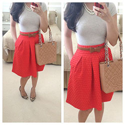 Falda con textura h&m rojo: Falda de tubo,  Trajes De Falda  