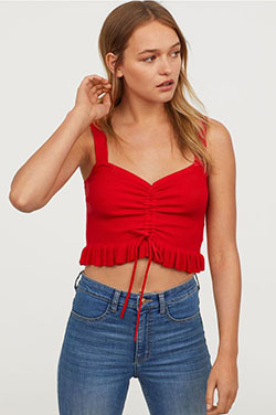 Crop top de tirantes rojo: top corto,  Camisa sin mangas,  Camiseta sin mangas  
