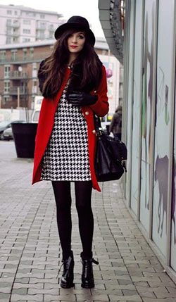 Vestido pata de gallo street outfit, Moda callejera: trajes de invierno,  Trajes de cumpleaños,  Estilo callejero  