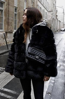 Ideas de moda y con estilo para la ropa de piel, abrigo de piel negro: trajes de invierno,  ropa de piel,  blogger de moda,  Piel sintética,  Traje de abrigo de piel  