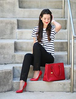 Traje de negocios con tacones rojos, casual de negocios: Zapato de tacón alto,  camisas,  Informal de negocios,  Trajes De Zapatos Rojos  