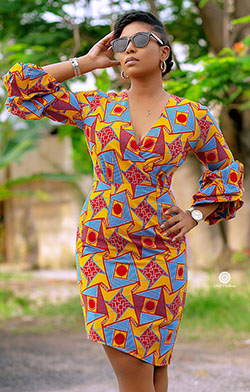 Estilos de ropa africana de Ghana, vestido africano: vestidos africanos,  paño kente,  Vestidos cortos  