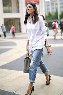 Ideas para combinar camisa blanca y jeans: traje de mezclilla azul,  camisas,  Atuendos Informales,  Camisa blanca  