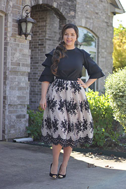 Outfit con falda midi, vestidito negro, falda lápiz: Falda de tubo,  Semana de la Moda,  Traje De Falda Midi  