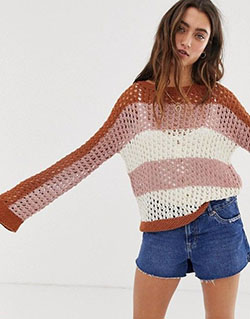 Conjuntos de pantalones cortos casuales con suéteres de bloque de color: Atuendo De Suéteres  