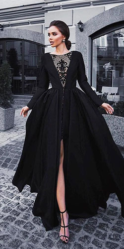 Precioso vestido negro con abertura lateral: Vestido de novia,  Vestido de noche,  Ropa formal,  Trajes De Vestido Negro,  vestido negro  